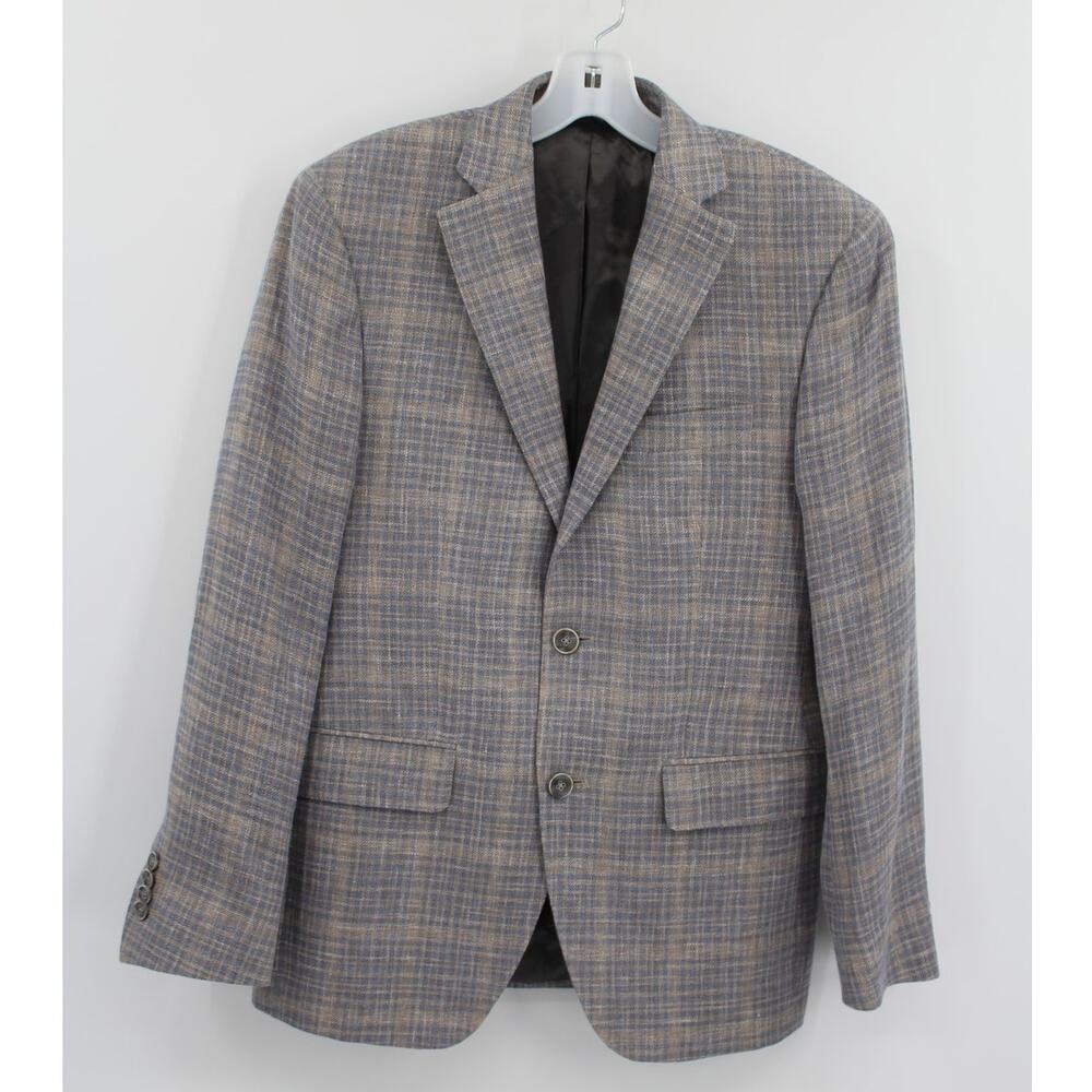 Saks Fifth Avenue Ermenegildo Zegna Blazer Gray Blue Plaid Mens 36S